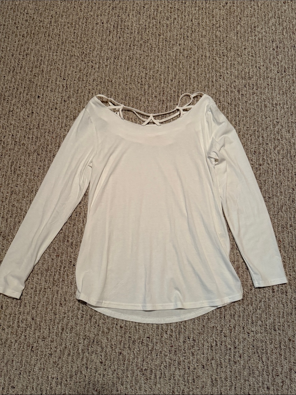 Women’s White Long-Sleeve Cutout Neckline Top